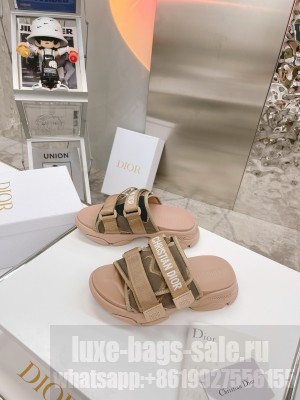 Dior D-Wander Beige Fabric Slide Sandals 2021 Collection