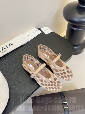 Alaïa BALLET FLATS IN FISHNET BEIGE