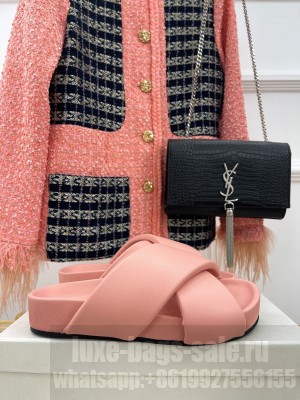 JIL SANDER Leather Slide Sandals Pink