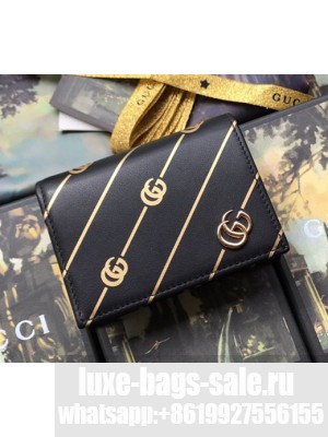 Gucci Leather Card Case with Double G Stripe 548071 Black 