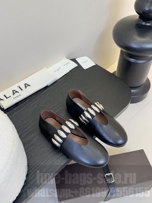 Alaïa JEWEL BALLET FLATS IN LAMBSKIN BLACK 02