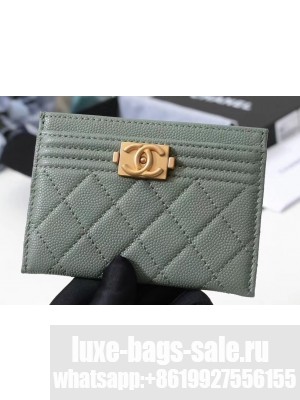 Chanel Caviar Leather Boy Card Holder A84431 Light Green