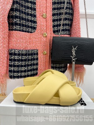 JIL SANDER Leather Slide Sandals Yellow