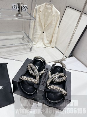 JIL SANDER Leather and Rope Sandals 01