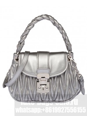 Miumiu Matelasse Nappa Leather Handbag 5BH188 Silver