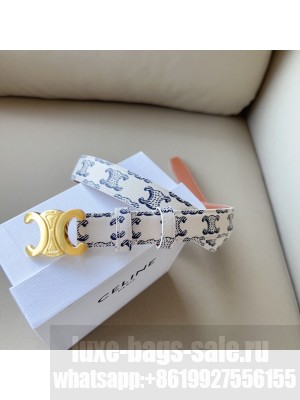 Celine Triomphe Width 2.5cm Belt With Brass Buckle 015