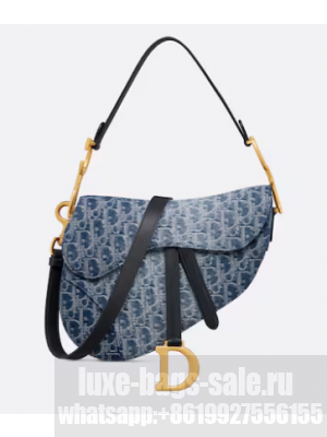 DIOR Saddle Bag with Strap Blue Denim Dior Oblique Jacquard M0455CDC