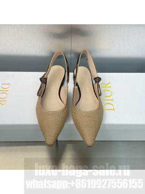 Dior J'Adior Slingback Flat in Beige Embroidered Jute Canvas 2023