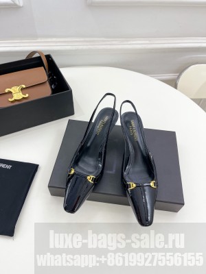Saint Laurent 5.5cm  Slingback Pumps In Patent Leather Black 2023 Collection 