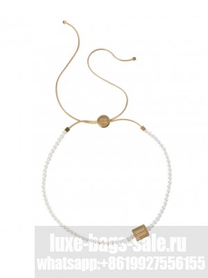 Miumiu Women's Metal Choker With Artificial Pearls Golden