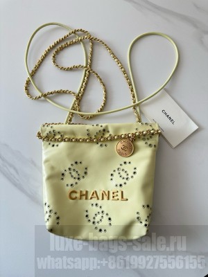 CHANEL 22 SMALL HANDBAG AS3980 LIGHT YELLOW