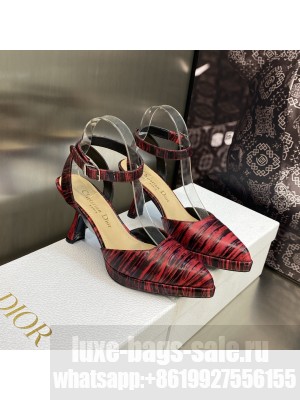 Dior Pumps 8cm in Printed Leather Burgundy 2023 