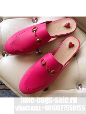 Gucci Women's Princetown Horsebit Slipper Leather Fuchsia