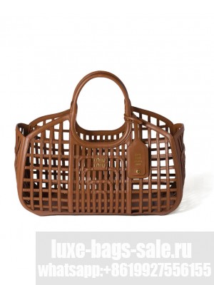 Miumiu Large Leather Basket 5BA293 Coffee