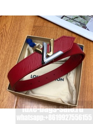 Louis Vuitton Twist Epi Leather Belt 30mm with Silver and Gold LV Buckle Red 2020 Collection