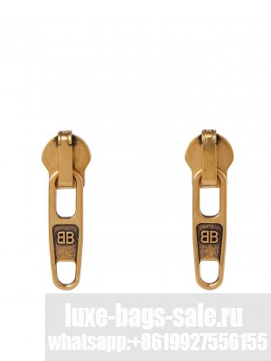 Balenciaga Zipper Earrings Golden