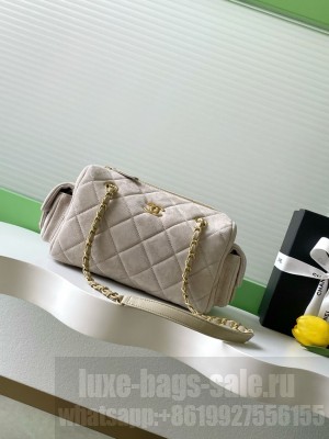 Chanel velvet Bowling Bag AS5791 Cream