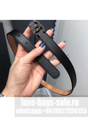 Chanel Width 2cm CC Logo Buckle Leather Belt Black