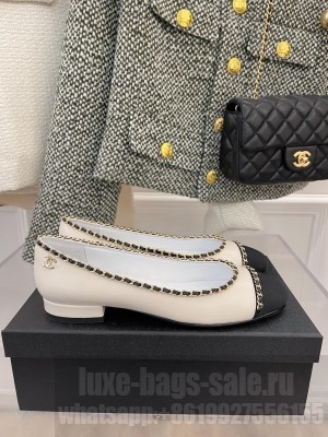 Chanel Heel 2cm chain Ballerinas White Spring 2022 Collection
