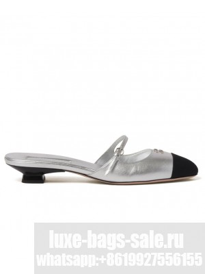 Miumiu Women's Mordore Leather And Grosgrain Mules Silver