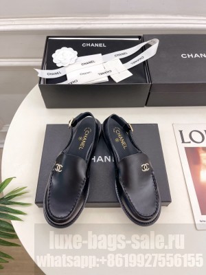 Chanel patent calfskin Slingbacks loafer with CC crystal logo black 2025