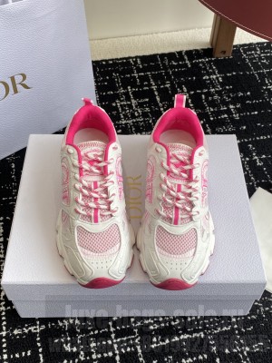 Miss Dior — Dior Chrono Sneaker White and Fuchsia Mesh with Leather-Effect Panels