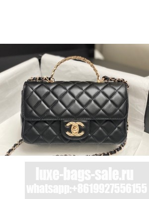 Chanel MINI FLAP BAG WITH TOP HANDLE AS4924 black