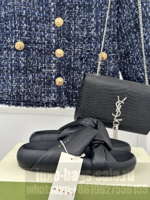 Marni Slide Sandals with Cross Strap Black 2024