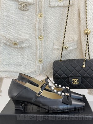Chanel Goatskin & Imitation Pearls with bow Mary Janes black 2025