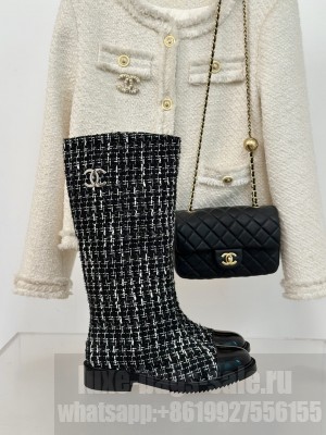 Chanel Tweed High Boots Black 2024 
