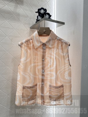 Chanel Printed Sleeveless Shirt yellow