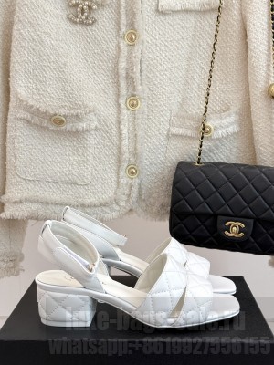 Chanel Quilted Lambskin Platform Sandals 5cm G46429 White 2025