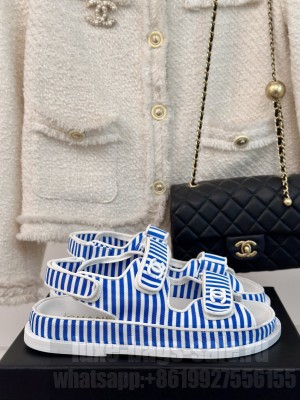 Chanel Stripes Beach Flat Sandals 2024 04