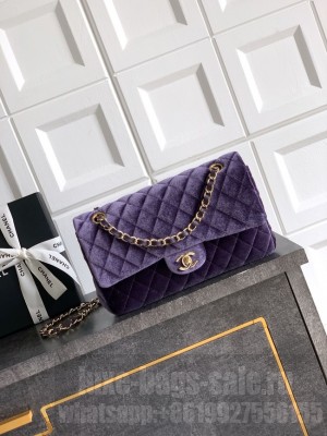CHANEL Classic 11.12 Handbag velvet A01112 Purple