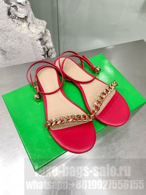 Bottega Veneta Dot Leather Chain Flats Sandals 2022 Collection red