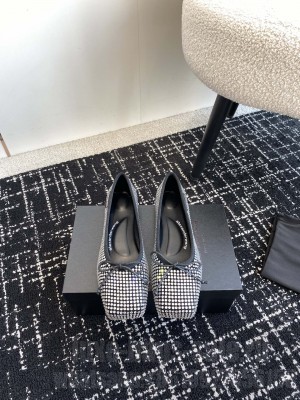 Alexander Wang billie flat in silver crystal satin