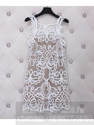 Self-Portrait Women's Lace Mini Cotton Shirt Dress White