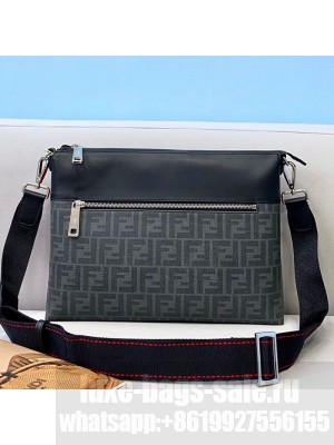 Fendi Men's Flat Messenger Bag Black  2021 Collection