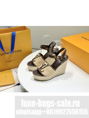 Louis Vuitton Starboard Wedge Sandal 10cm in LV Raffia and Leather 04