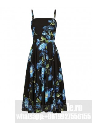 Dolce & Gabbana Women's Strapless Charmeuse Dress With Bluebell Print Blue
