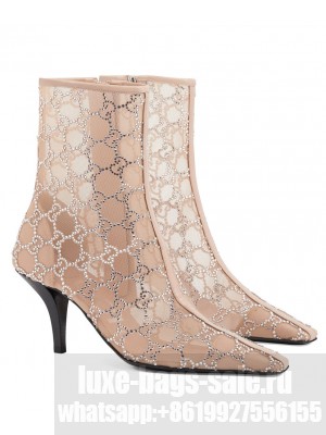 Gucci Women's GG Mid-Heel Boot 750228 Light Pink