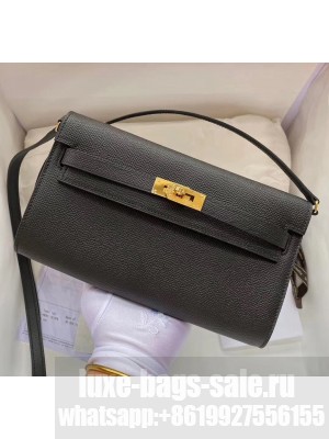 Hermes Kelly Long To Go Wallet in Original Epsom Leather Black/Gold 2020 Collection