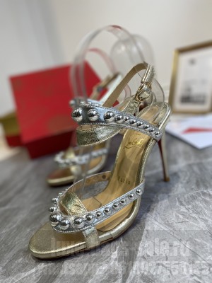 Christian Louboutin Round Studded Silver Sandals 2021 Collection