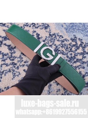 Gucci Width 3.8cm Leather Signature GG Belt with Single G Buckle Green 2019