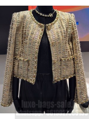 Chanel Women's Sequin Lace Jacket Golden