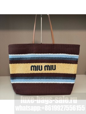miumiu Raffia effect woven tote bag 5GB228-1
