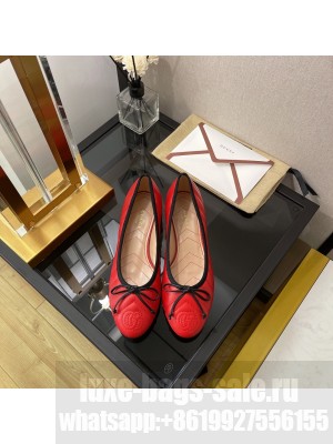 Gucci Diagonal Lambskin Ballet with Bow 3cm Red 2022 Collection
