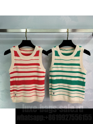Dior Striped Knit Vest Red/Green 2025
