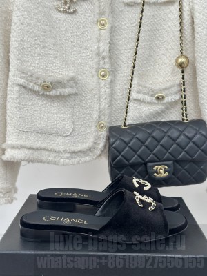 Chanel Velet Slide Mule Black