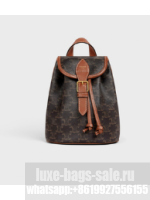 CELINE MINI BACKPACK FOLCO IN TRIOMPHE CANVAS AND CALFSKIN 197662 TAN